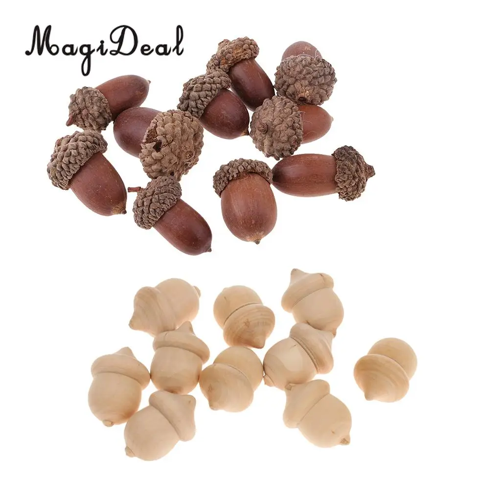 20pcs Natural Wood Acorns & Dried Acrons Table Ornament Accents Creative Home Christmas Decoration DIY