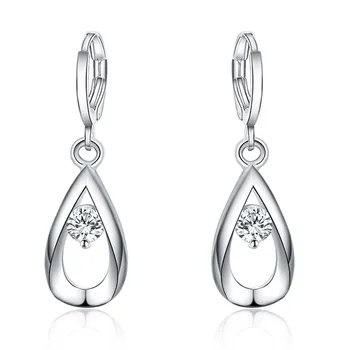 

factory Wholesale price Silver Dangle Earrings for Women Wedding Lady Earrings drop cute Zircon Jewelry Crystal Earrings E614