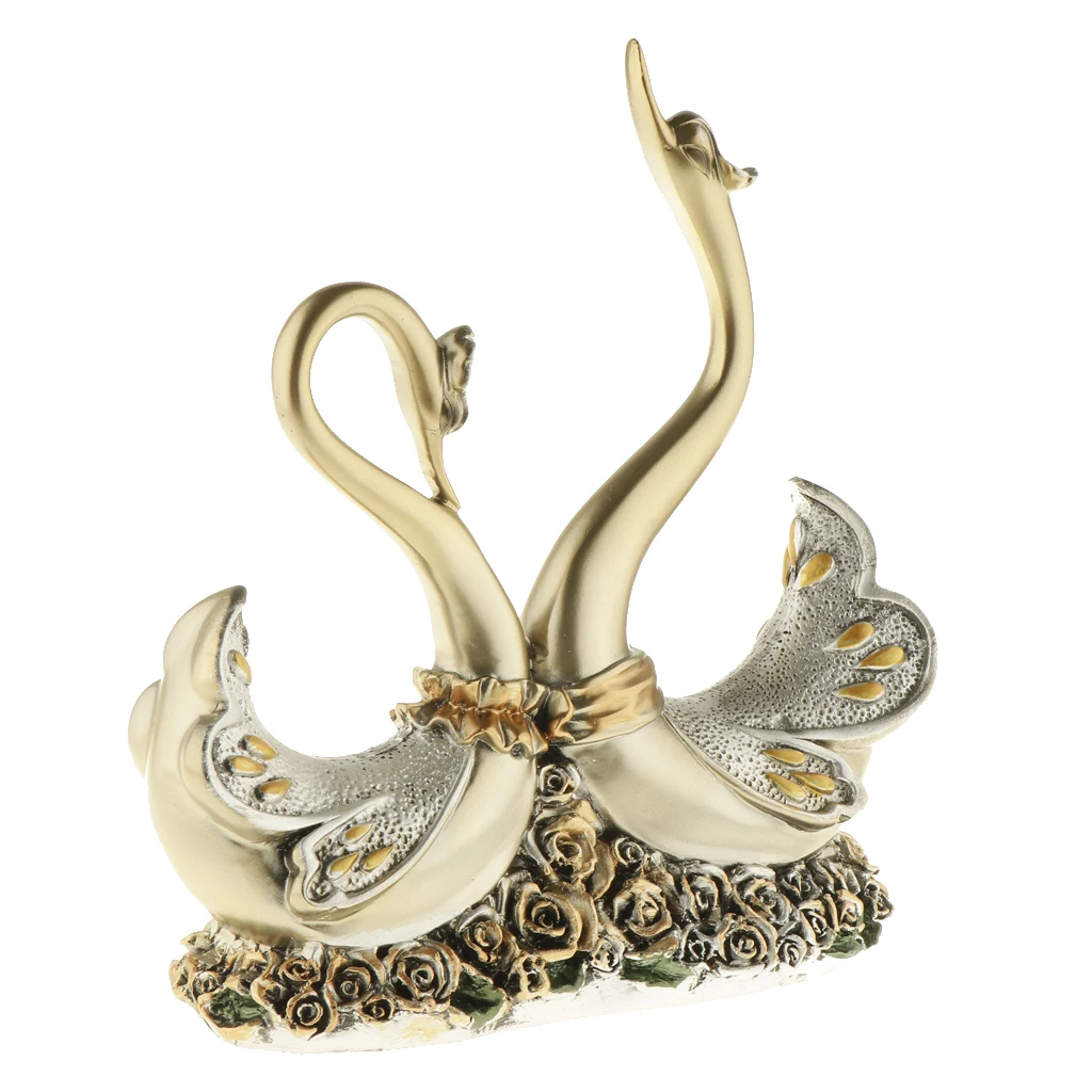 European Couple Swan Figurines Home Decoration Wedding Gifts Wine Cabinet Display Resin Crafts Household Swan Miniatures