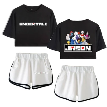

2019 Set Women Undertale Sans Cartoon Tee With Shorts Summer Women Casual 2 Piece Set White Short Sleeve Tee And Shorts Sets