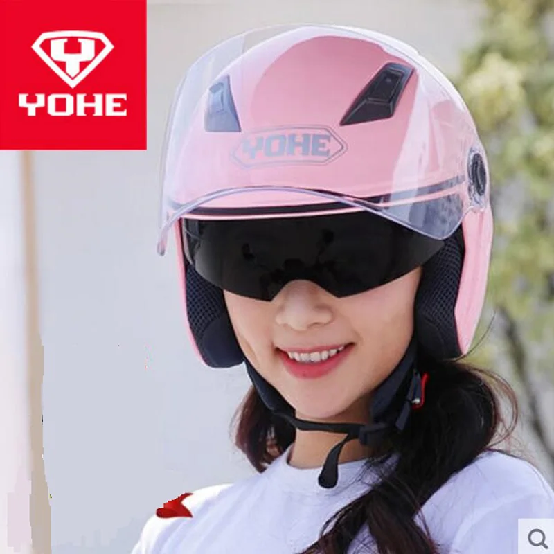 Мотоциклетный шлем YOHE Half Face с двойными линзами мотоциклетные шлемы ПК козырьком