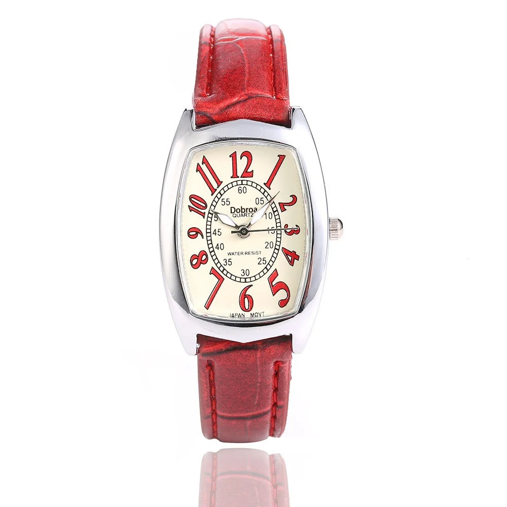 Новые модные женские часы, повседневные часы с квадратным циферблатом, женские ретро Роскошные Кварцевые наручные часы с кожаным ремешком - Цвет: red