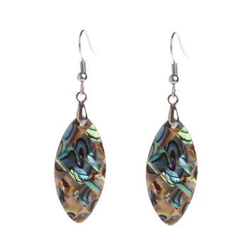 

1 Pair Exotic Retro Vintage Drop Shape Earrings Oval Mother-of-Pearl 34x18mm t15