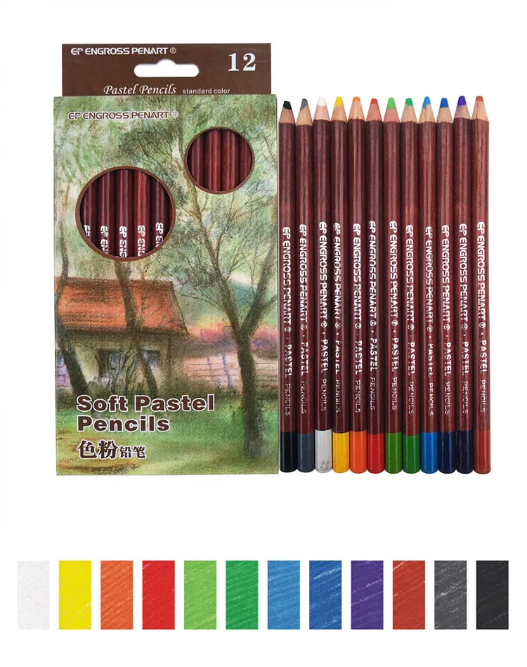 12 colors professional soft pastel pencils artist wooden drawing colored pencils skin tints pastel sketching school art supplies colored pencils aliexpress