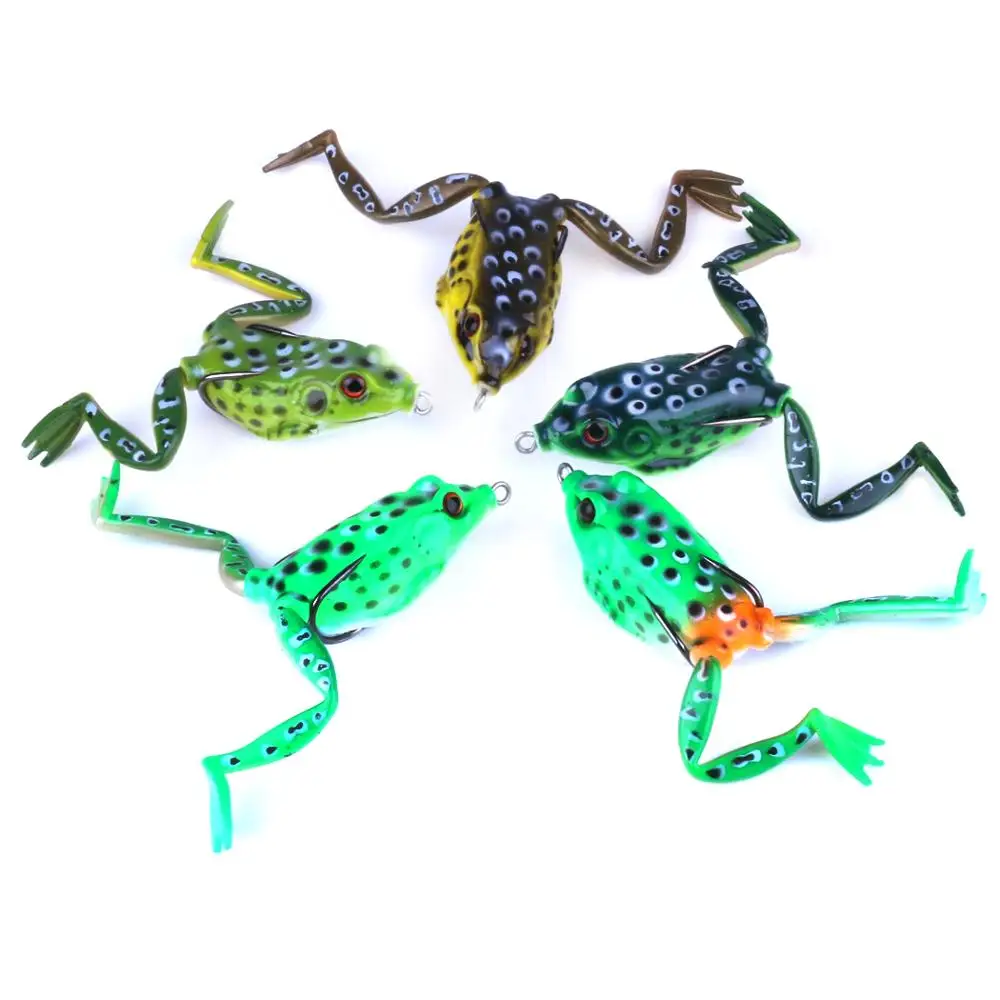 Frog Lure 5Pcs 5.5cm 15.5g Top Layer Soft Plastic Artificial Bait Fishing Swim Floating Colorful Tackles with Hook | Спорт и