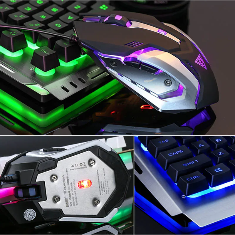 

Newly Mechanical Gaming Keyboard Mouse Set Wired Anti-slip Breathing Light USB For Computer
