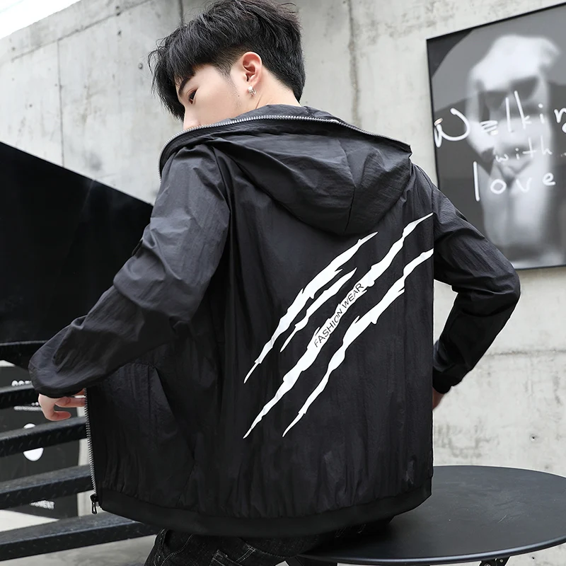 

Quick-Drying Man Coats with Hood Men's Skin Jackets Skin Sunscreen Clothing Summer Sun Protection Outdoors Anti-UV Menswear 1106