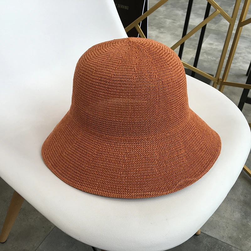 New Women Sun Hats Simple Straw Hat Sunproof Summer Care Beach Cap Female Artistic Big Brim Caps Breathable Summer Ladies