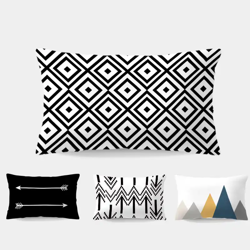 Diamond Black And White Cushion Pillow Geometry Ikat Case Oriental Football Room For Sofa Throw Pillows Large Polyester Aliexpress Diamond Black And White Cushion Pillow