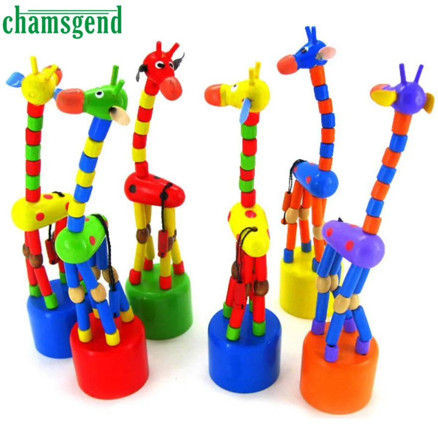 Chamsgend Kids Intelligence font b Toy b font Dancing Stand Colorful Rocking Giraffe Wooden font b
