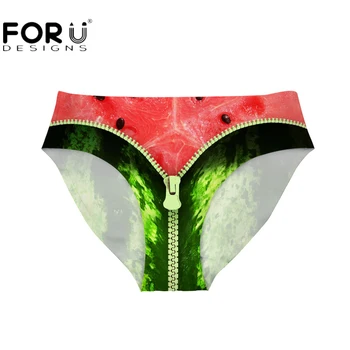 

FORUDESIGNS Briefs Panties Women 3D Zipper Watermelon Printed Panties Female Lingerie Plus Size Sexy Panties Seamless Underwear
