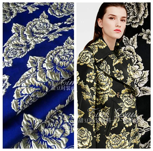 

140cm rose jacquard fabric meter crisp dress rose fabric jacket diy polyester fabric wholesale jacquard polyester cloth