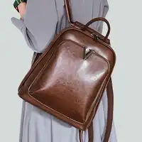 オイルワックス革の女性のリュッククロスボディショルダーバッグ牛革学校デイパックファッションレトロ女性リュックサックナップザック