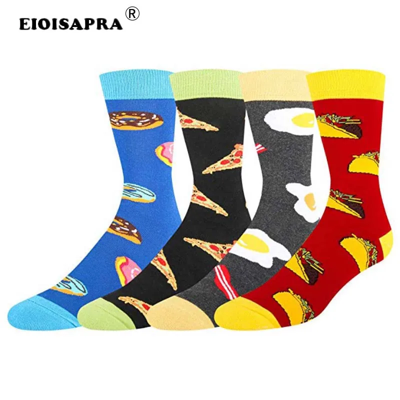 

[EIOISAPRA]Hip Hop Fashion New Product Happy Men Socks Combed Cotton Streets Trend Food Pizza Egg Donuts Socks Cotton Funny