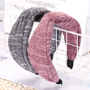 

New Headband Knotted Wide Knitted Hairbands For Women Hair Ornaments Fashion Simple Top Knot Headbands for Girls Autumn Winter
