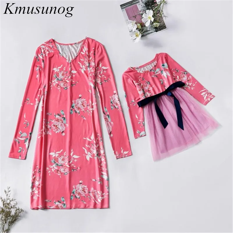 

Mother daughter dresses flower Autumn mommy and me clothes mom mum mama and baby girl dress family matching outfits look C0495