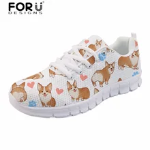 FORUDESIGNS/весенняя обувь на плоской подошве; женские повседневные кроссовки с милым принтом собаки; Легкая женская обувь из сетчатого материала на плоской подошве; zapatos mujer