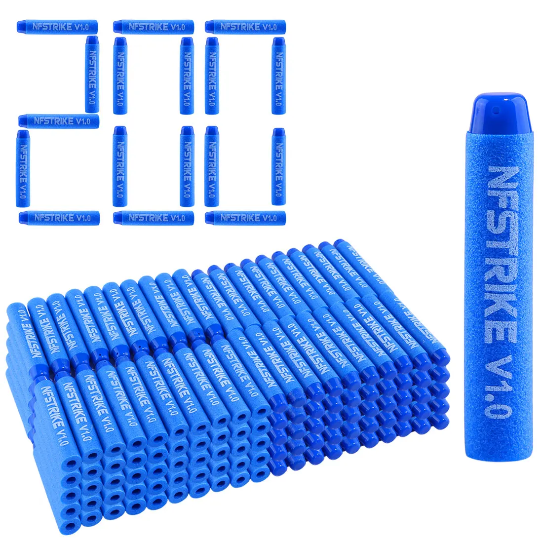 100pcs/ 500PCS/ 1000pcs NFSTRIKE V1.0 Customized Soft Bullet For Nerf Elite Series Toy Gun Part 7.2*1.3CM Bullets -Blue