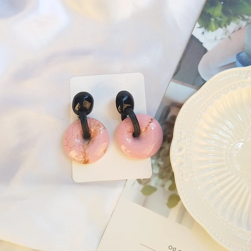 GuanLong Vintage Dangle Acrylic Fashion Earrings for Women 2018 Circle Geometric Resin Dangling Earring Leather Jewelry Brincos (2)