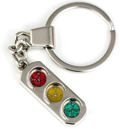 

New 2015 Mini Traffic Light Car Key Ring Chain Classic 3D Keyfob Keychain Gift