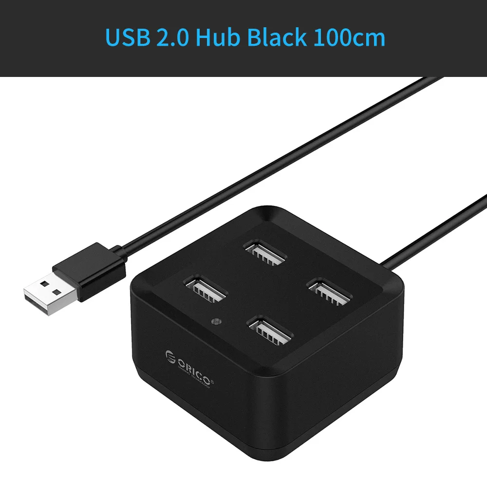 ORICO usb-хаб 4 порта USB 2,0 концентратор для ноутбуков и настольных мини usb-хаб USB 2,0 для окон/IOS/Linux - Цвет: Black 100cm