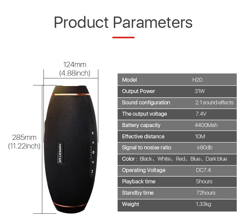 H20 31 Вт супер бас динамик беспроводной Bluetooth динамик s Портативный Открытый громкий динамик сабвуфер динамик TF USB AUX для Xiaomi