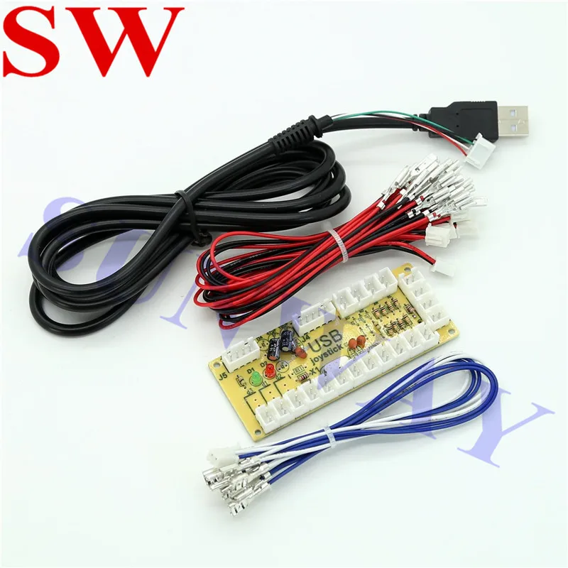 DIY arcade handle kit set with Arcade Joystick + 24mm & 30mm push button spare parts USB cable wires for Arcade Game Machine
