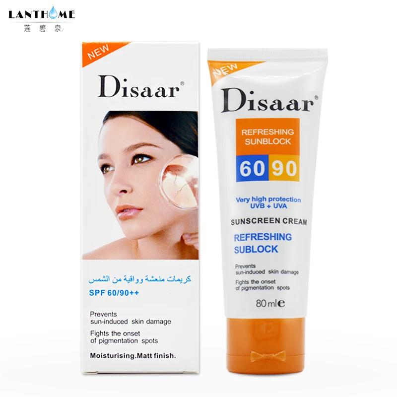 Солнцезащитный крем для лица Disaar Sunblock bb крем Spf90 отбеливающий солнцезащитный крем открытый пляж безопасный Бесплатный радикальный Мусорщик антиоксидант 80 мл