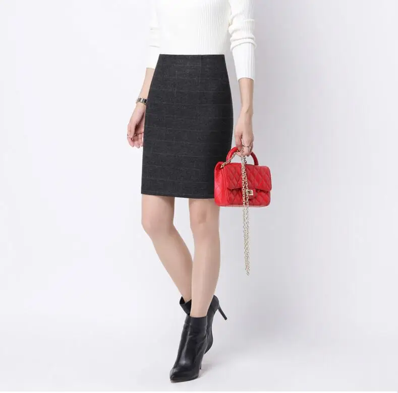Más E Gris Alta Cintura Nuevo Ropa Casual Mujeres Moda Plaid 2018 Invierno Oscuro Tamaño Otoño Faldas Ep78qY