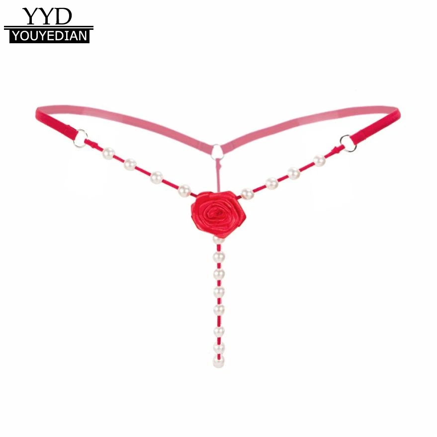 

New Arrival Sexy Womens Underwear Pearl Flower G String And Thongs Sollid Low Waist G String Ladies Panties lenceria sexy mujer