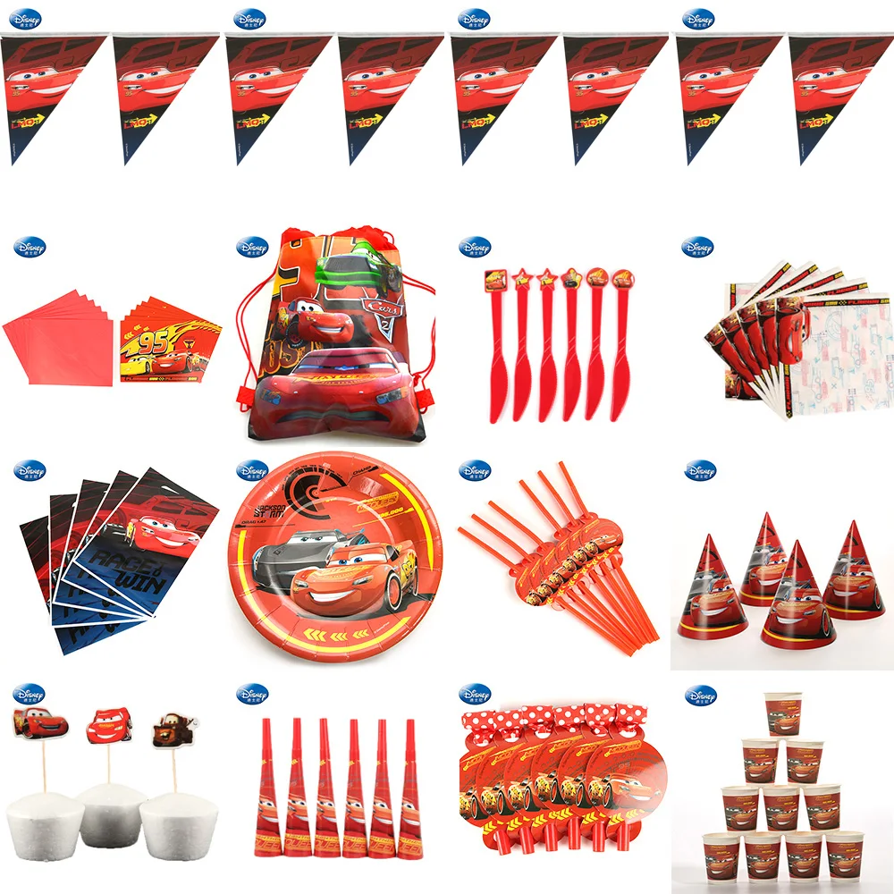 

Cartoon Car Theme Birthday Party Decorations Disposable Party Supplies Tableware Gift Bag Paper For Birthday Party Decorations