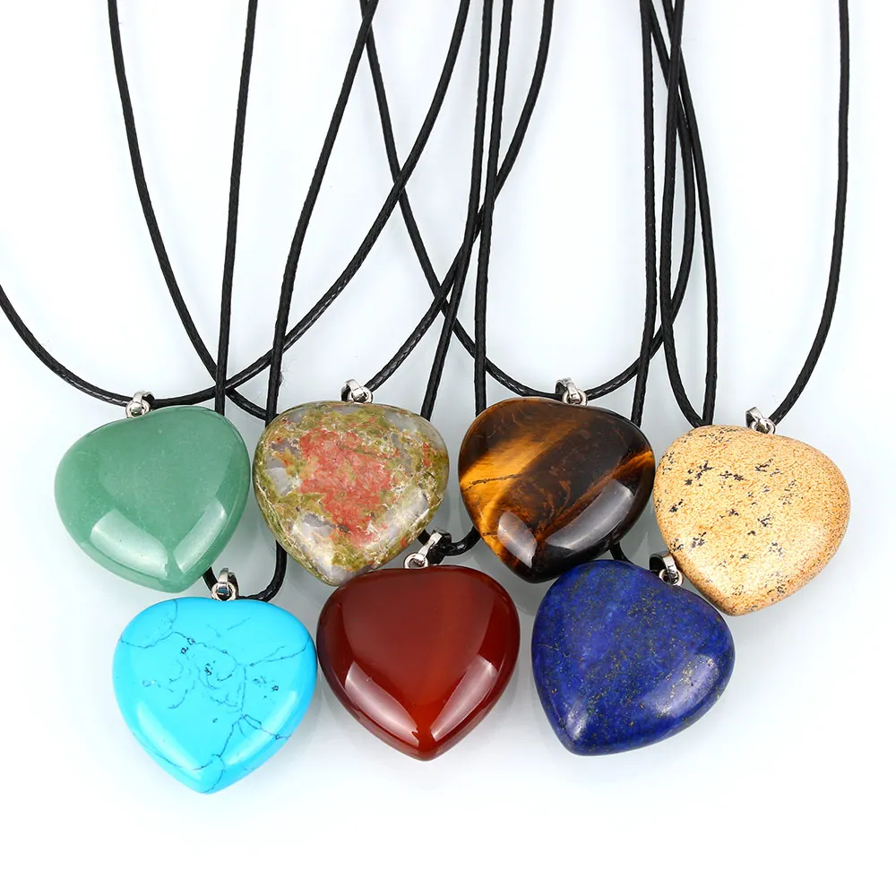 Fashion font b Jewelry b font Leather Cord Necklace Tiger Eye Quartz Opal Real Natural Stone