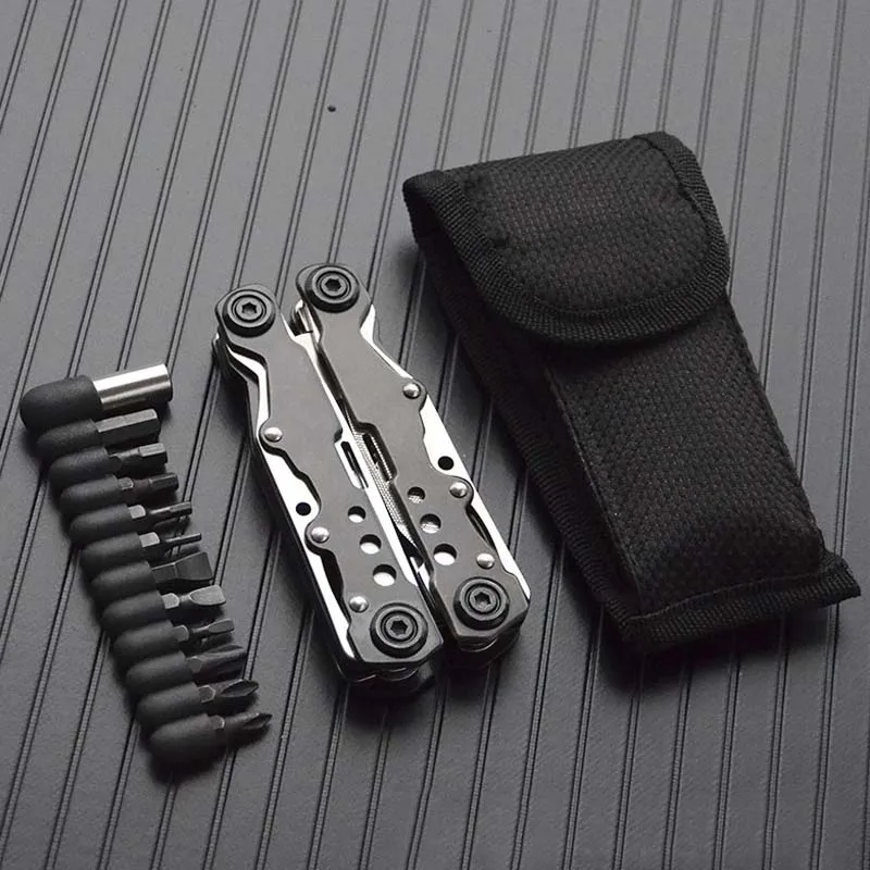 Venta caliente portátil plegable alicates de acero inoxidable destornillador archivo defensa Stinger de herramientas tácticas defensa personal