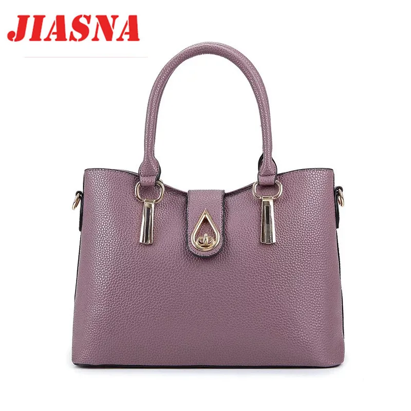 

JIASNA New Women Solid Zipper Satchels Bags European and American Style Soft PU Female Famous Brands Luxury Handbags Women Bags