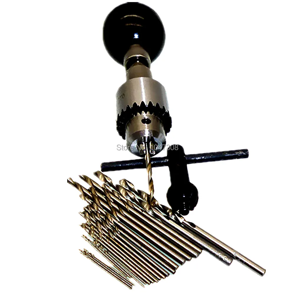 25pcs Micro Twist Drill Bit with Wood Plastic Model Hand Drill Chuck