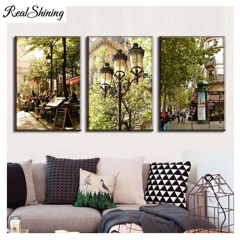 

"Europe City Street View"5d DIY Diamond Painting Cross Stitch Kits Full Square/Round Diamond Embroidery triptych Decor FS4353