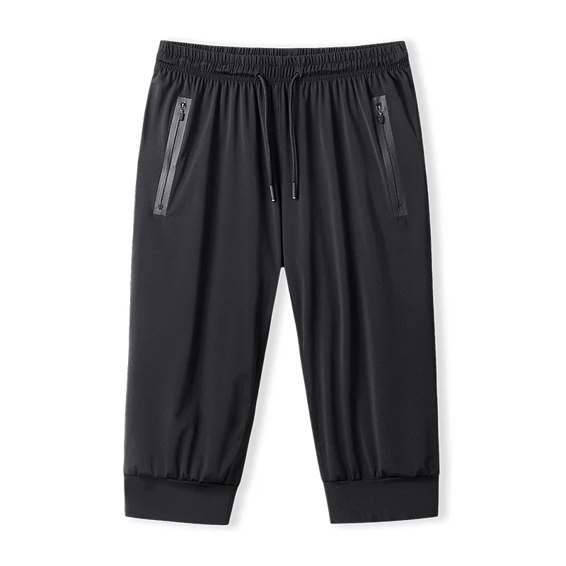 

L-9XL Summer Men Sport Shirts Mesh Quickly Dry Cropped Pants Male Running Jogger Casual Fitness Gym Workout Pant Sports Wear