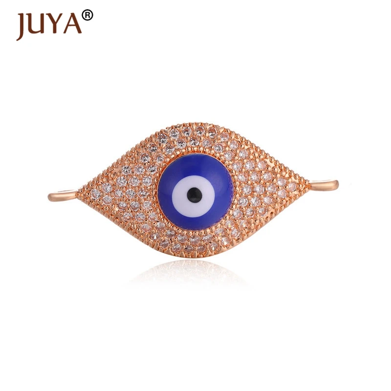 Juya pulseras mujer moda Роскошный AAA циркон горный хрусталь синий турецкий браслет evil Eye греческий глаз Шарм цепочка браслет на запястье - Окраска металла: rose gold