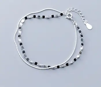 

Authentic REAL. 925 Sterling Silver Fine Jewelry Double rows Twisted disc snakebone Chain Bracelet GTLS822