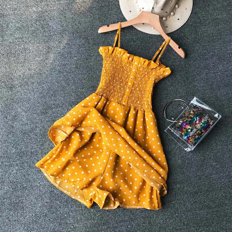 

Casual Dot Print Playsuits Women Red Sexy Bow Party Romper Ladies Summer Halter Lace Up Bandage Short Pants Jumpsuit Streetwear