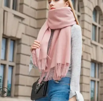 

Pashmina Scarf Cachemir Wool Cashmere blended Women Winter Scarfs Thick Pale Pink High Quality Natural Fabric Free Shipping