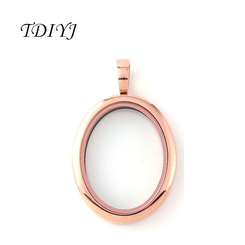 TDIYJ Newest 316L Stainless Steel Silver/Rose Gold Oval Locket Glass Floating Memory Locket Pendant for Women Jewelry 1Pcs TDIYJ Newest 316L Stainless Steel Silver/Rose Gold Oval Locket Glass Floating Memory Locket Pendant for Women Jewelry 1Pcs