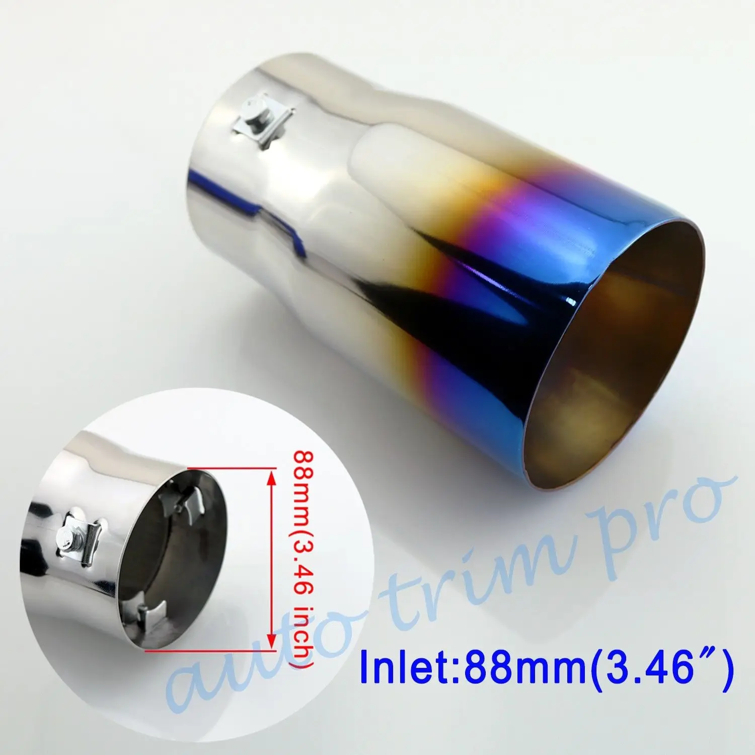 Stainless Steel 3.5" 88mm Inlet Car Rear Muffler Tip Exhaust Tail Pipe