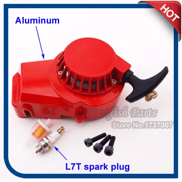Aluminum Red Pull Start Screw Bolts Recoil Starter & L7T Spark Plug Fuel Filter For 49cc Mini ATV Dirt Pocket Bike |
