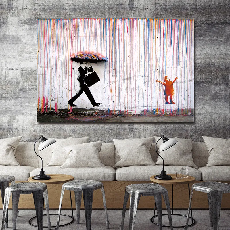 Banksy Girl Skipping 24/"x36/" Canvas Street Art Print