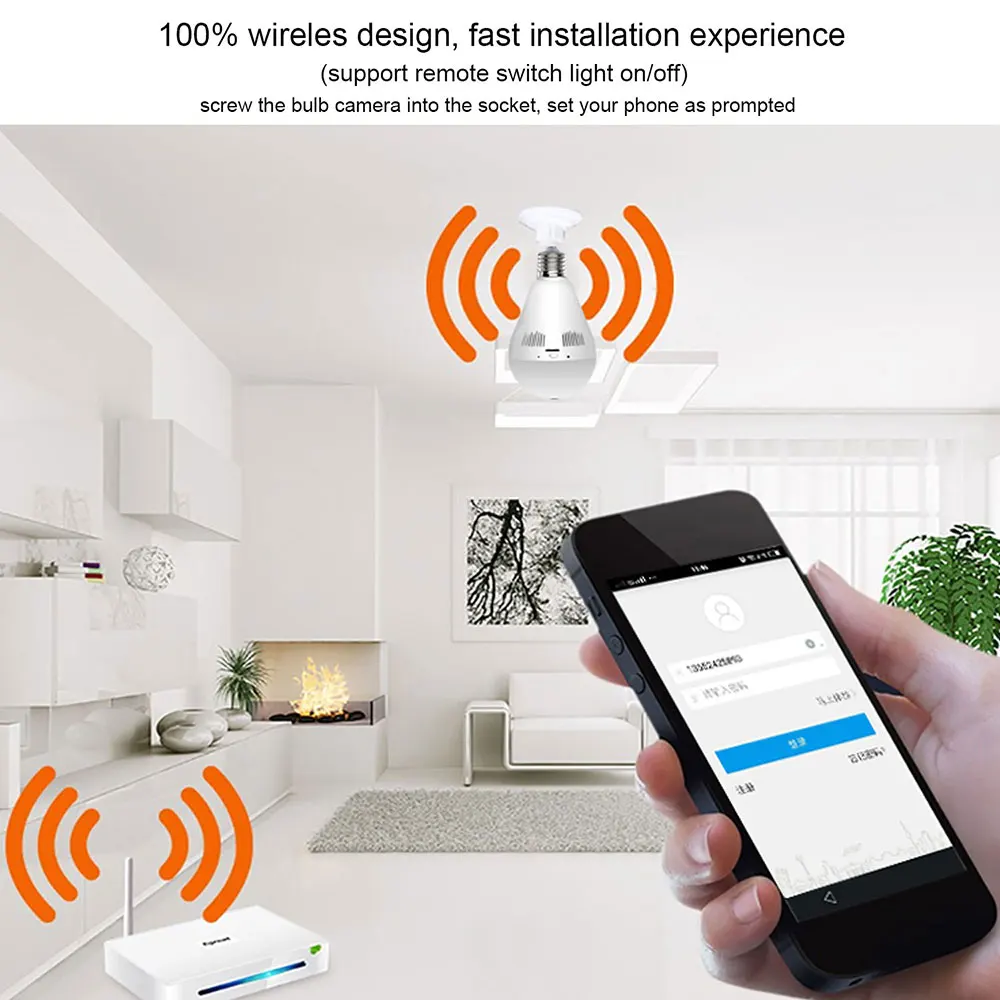 360 градусов панорамная рыбий глаз wifi IP камера лампа Домашняя безопасность HD 1.3MP беспроводная камера наблюдения Двусторонняя аудио ночная версия