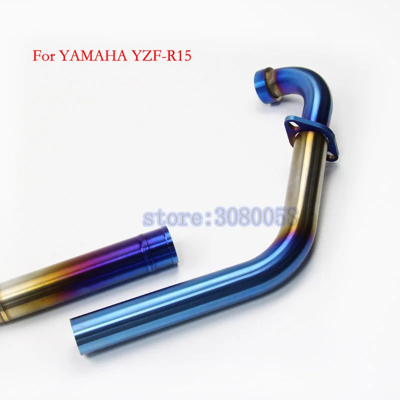 Мотоцикл выхлопной глушитель набор с передней Труба среднего звена разъем синий YZFR15 полный Системы слипоны для Yamaha YZF R15