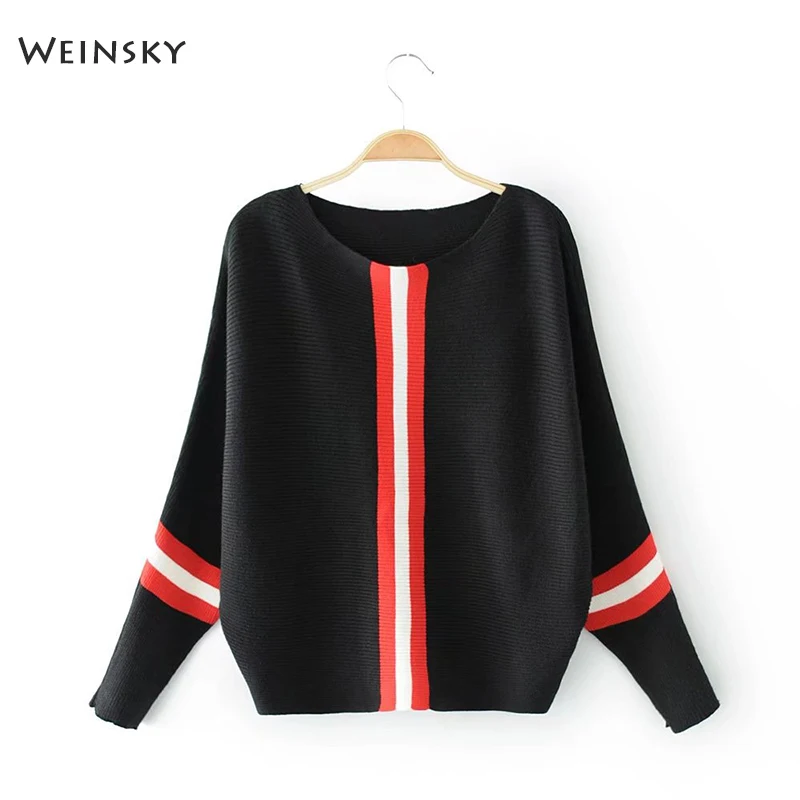 Weinsky, повседневный стиль, Женский вязаный свитер и пуловеры, длинный рукав, женские модные свитера, женские зимние и осенние - Цвет: Черный