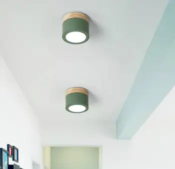 

7W Nordic Wooden Surface Mounted LED Downlight Kitchen Bedroom Corridor LED Ceiling Spot light Ceiling Downlight