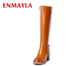 ENMAYLA/модные рыцарские сапоги женские сапоги до колена на среднем каблуке; пикантные теплые высокие сапоги Зимняя обувь Новые мотоциклетные сапоги